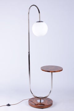 Lampadaire Art déco restauré, par J. Halabala pour Up Závody, noyer, tchèque, années 1930