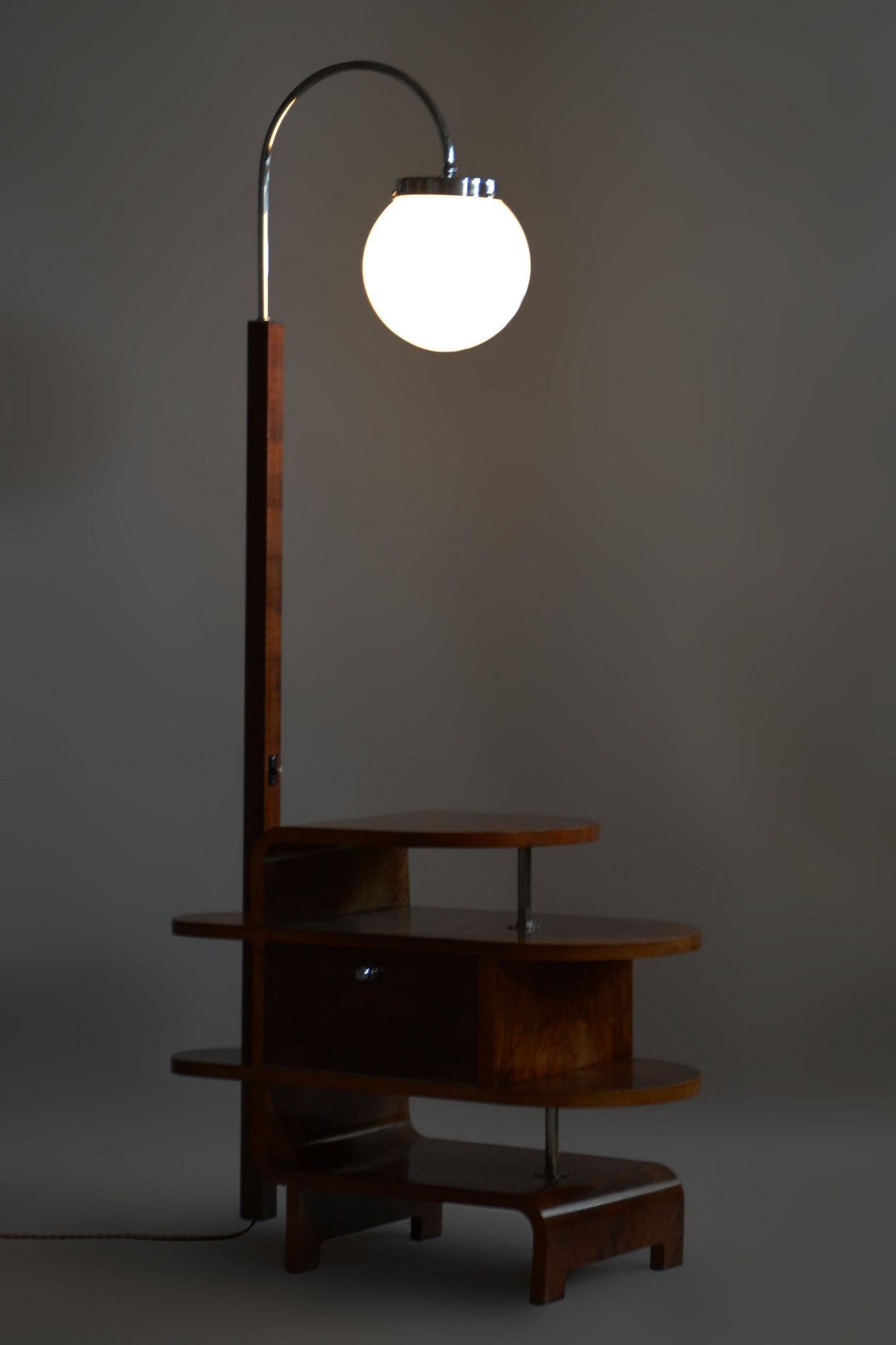 Restored Art Deco Floor Lamp, by J. Halabala, UP Závody, Spruce, Czech, 1930s For Sale 9
