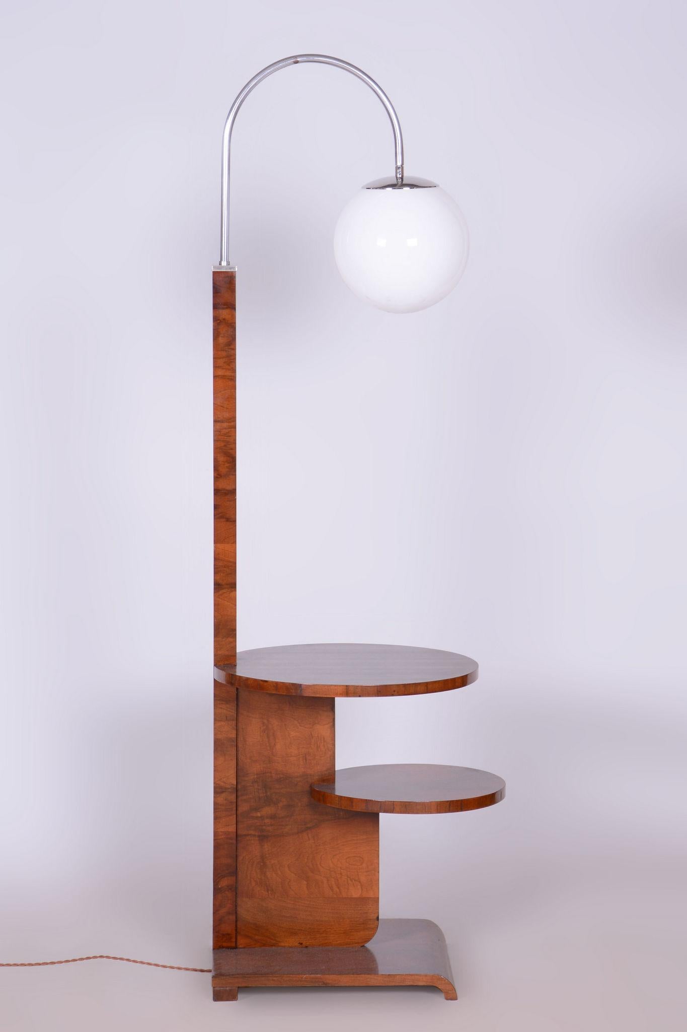 Lampadaire Art déco restauré, par J. Halabala, Up Závody, noyer, tchèque, années 1920 en vente 3