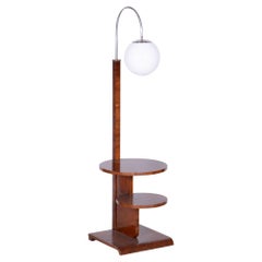 Restored Art Deco Floor Lamp, by J. Halabala, UP Závody, Walnut, Czech, 1920s