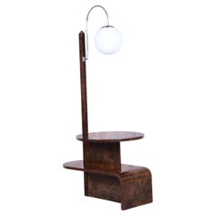 Lampadaire Art déco restauré, par J. Halabala, Up Závody, noyer, tchèque, années 1920