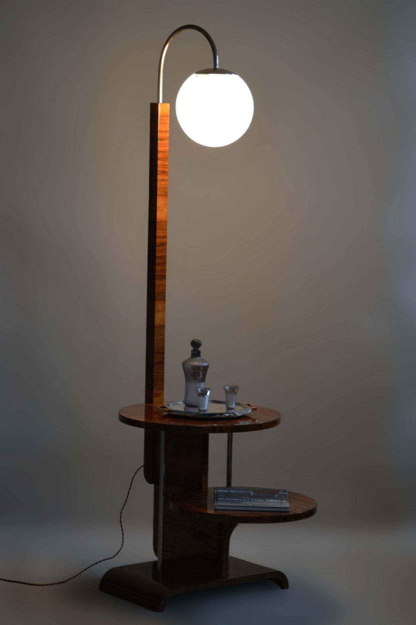 Lampada da terra Art Deco restaurata, di J. Halabala, UP Závody, Noce, Ceco, anni '1930 6