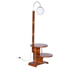 Restored Art Deco Floor Lamp, by J. Halabala, UP Závody, Walnut, Czech, 1930s