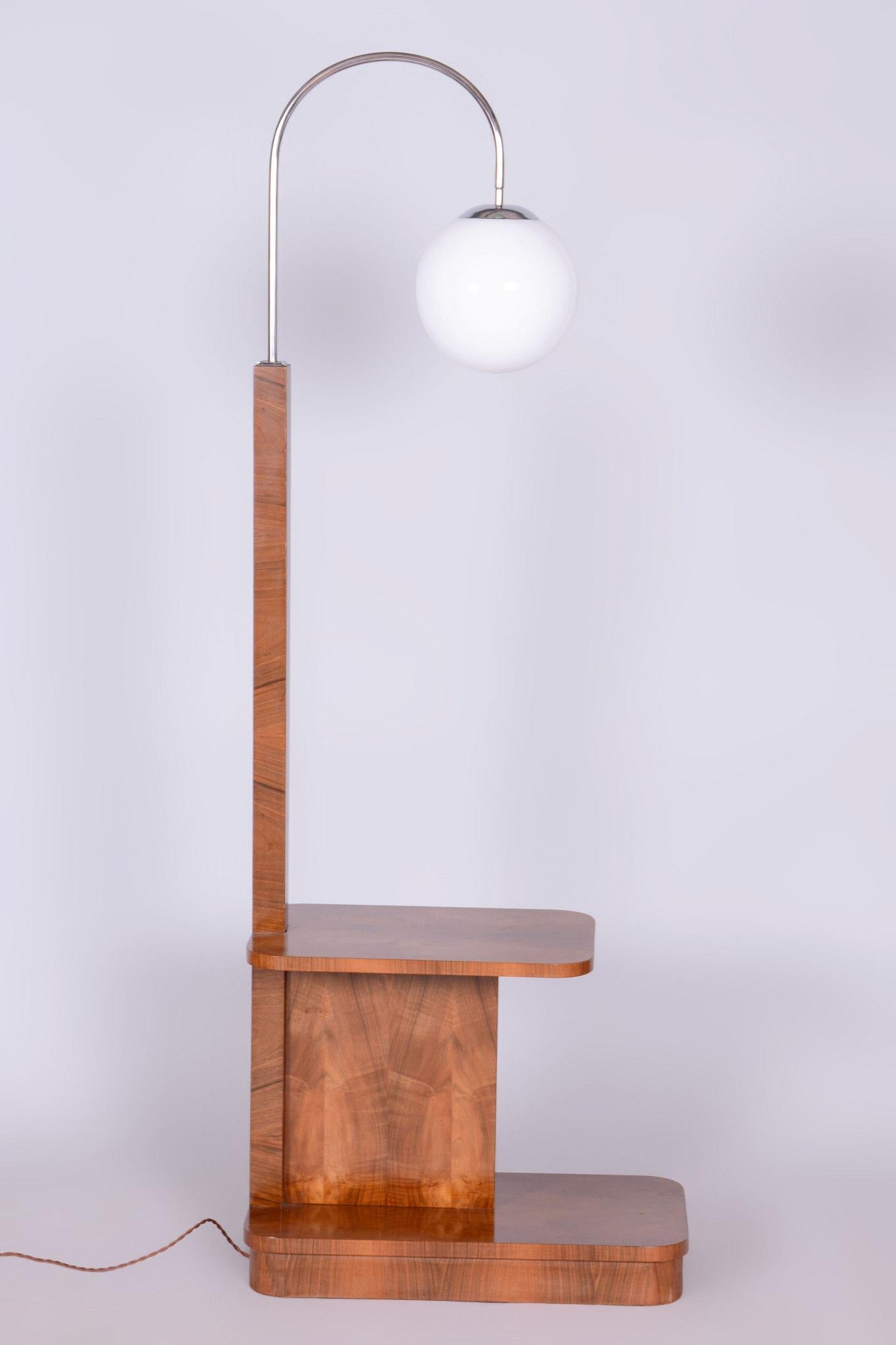Lampada da terra Art Deco restaurata, di J. Halabala, UP Závody, Noce, Cechia, anni '20 2