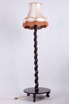 Restored Art Deco Floor Lamp, Oak, Polish, New Electrification, Czech, 1920s