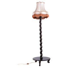 Restored Art Deco Floor Lamp, Oak, Polish, New Electrification, Czech, 1920s