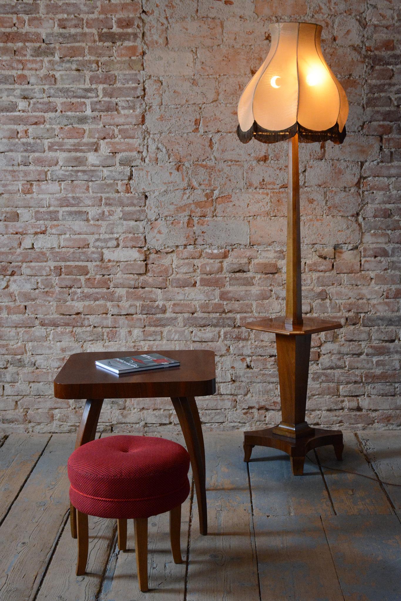 Restored Art Deco Floor Lamp, Walnut, New Electrification, Czech, 1920s For Sale 5