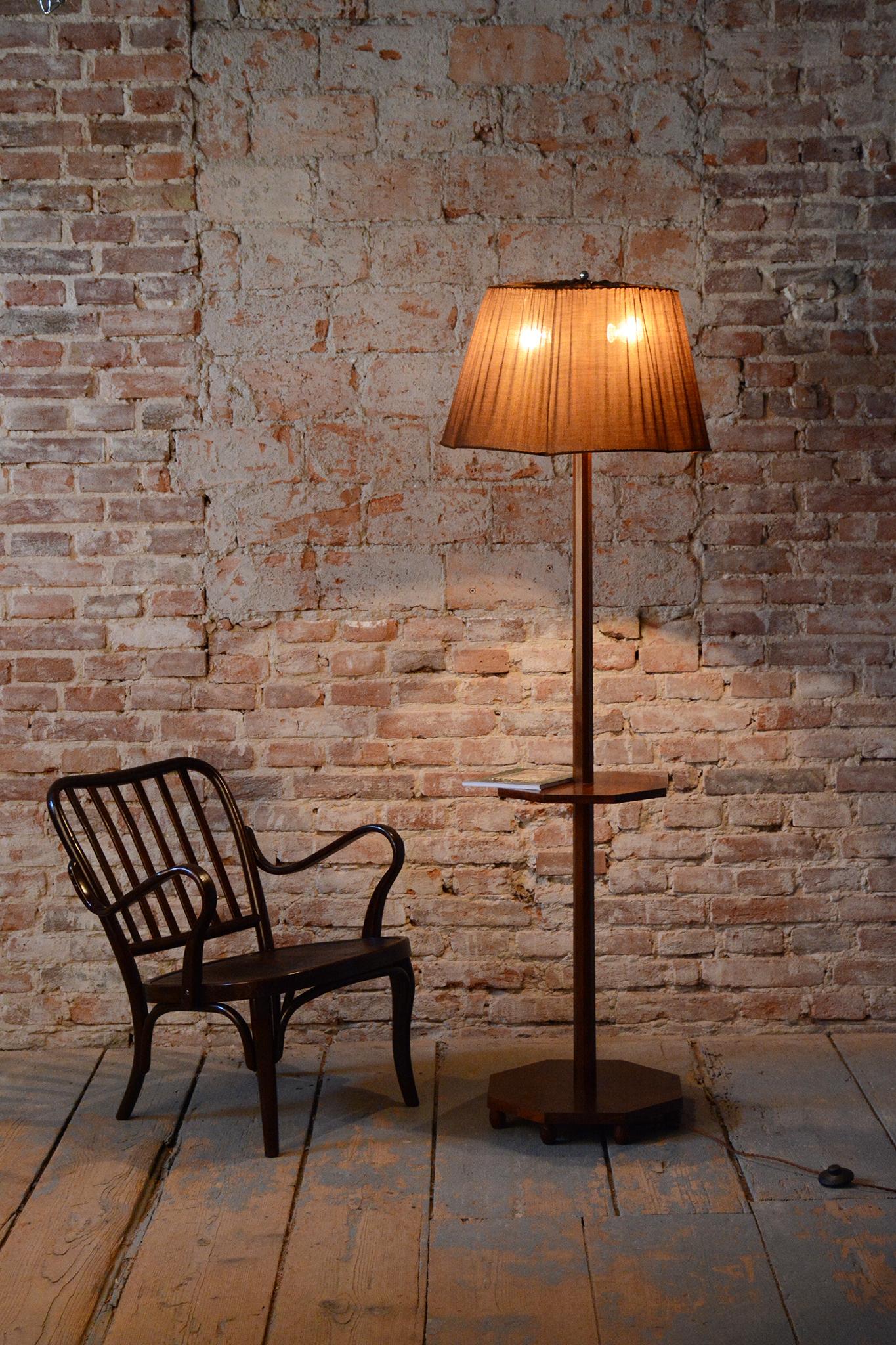 Restored Art Deco Floor Lamp, Walnut, New Electrification, Czech, 1920s For Sale 6