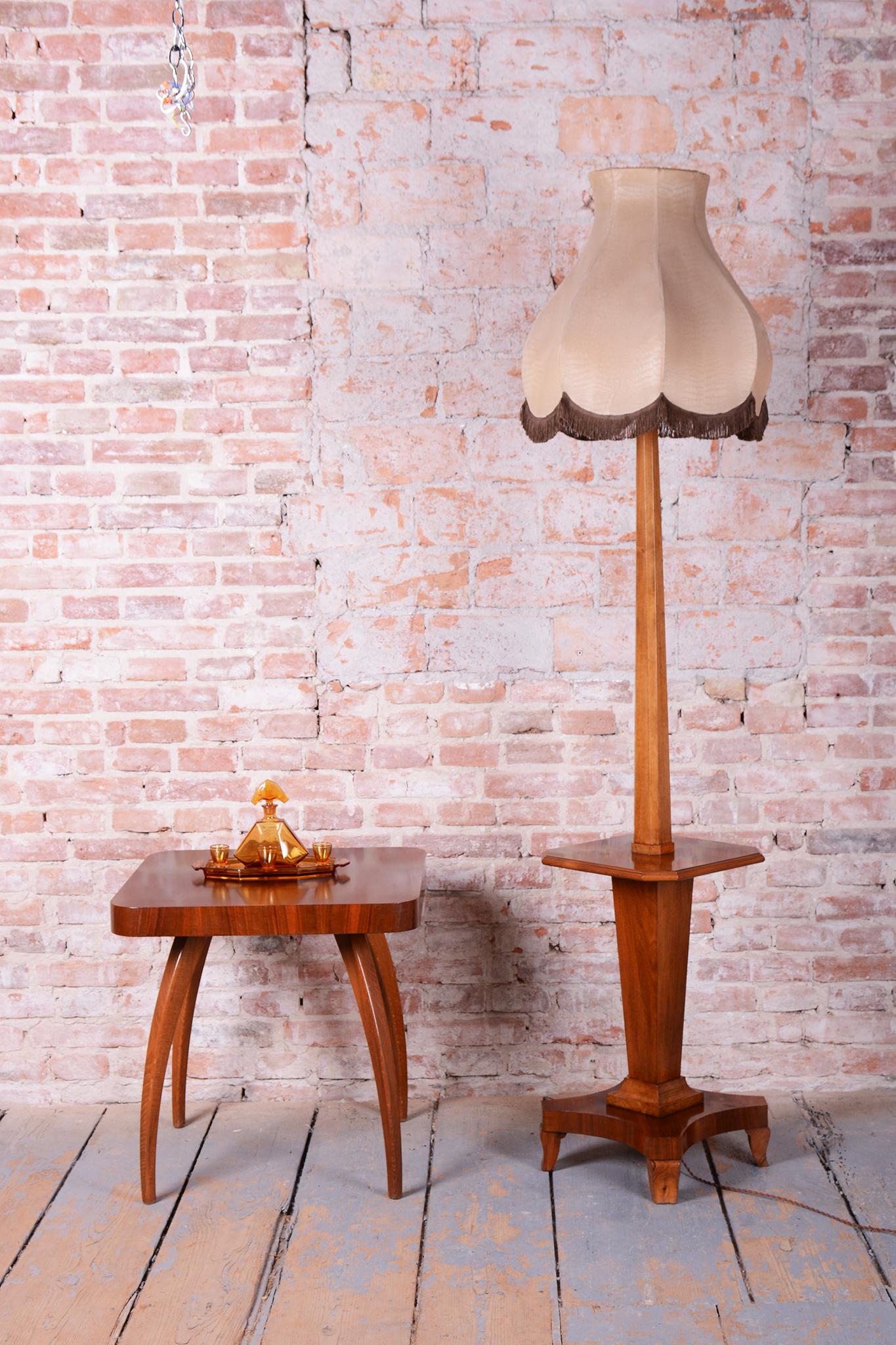 Restored Art Deco Floor Lamp, Walnut, New Electrification, Czech, 1920s For Sale 6