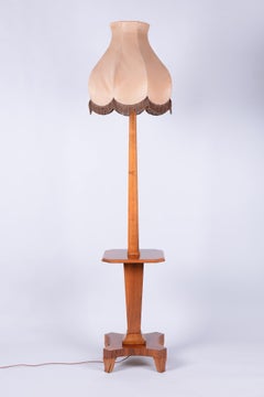 Lampada da terra Art Deco restaurata, noce, nuova elettrificazione, ceca, anni '20