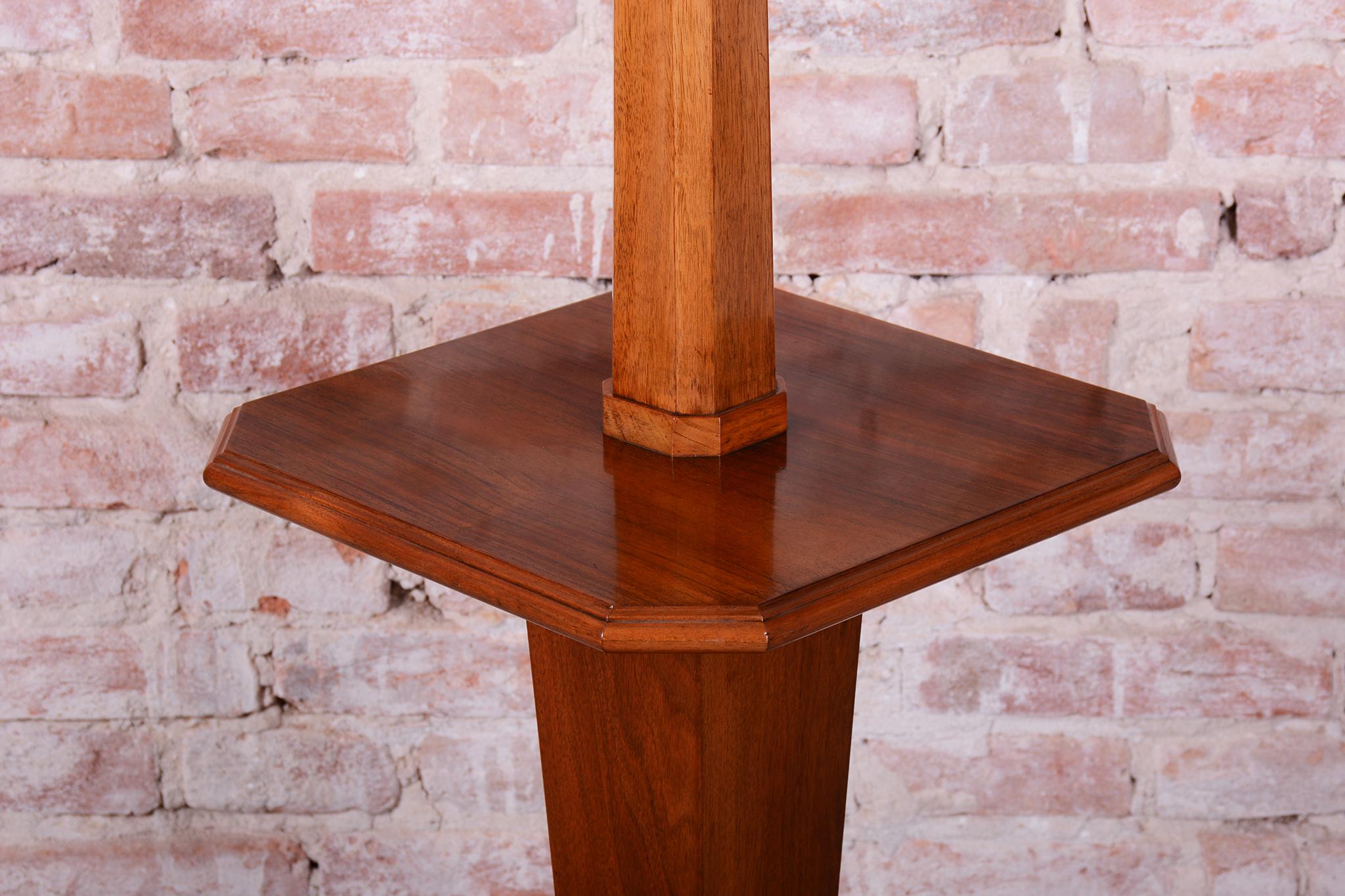 Wood Restored Art Deco Floor Lamp, Walnut, New Electrification, Czech, 1920s For Sale