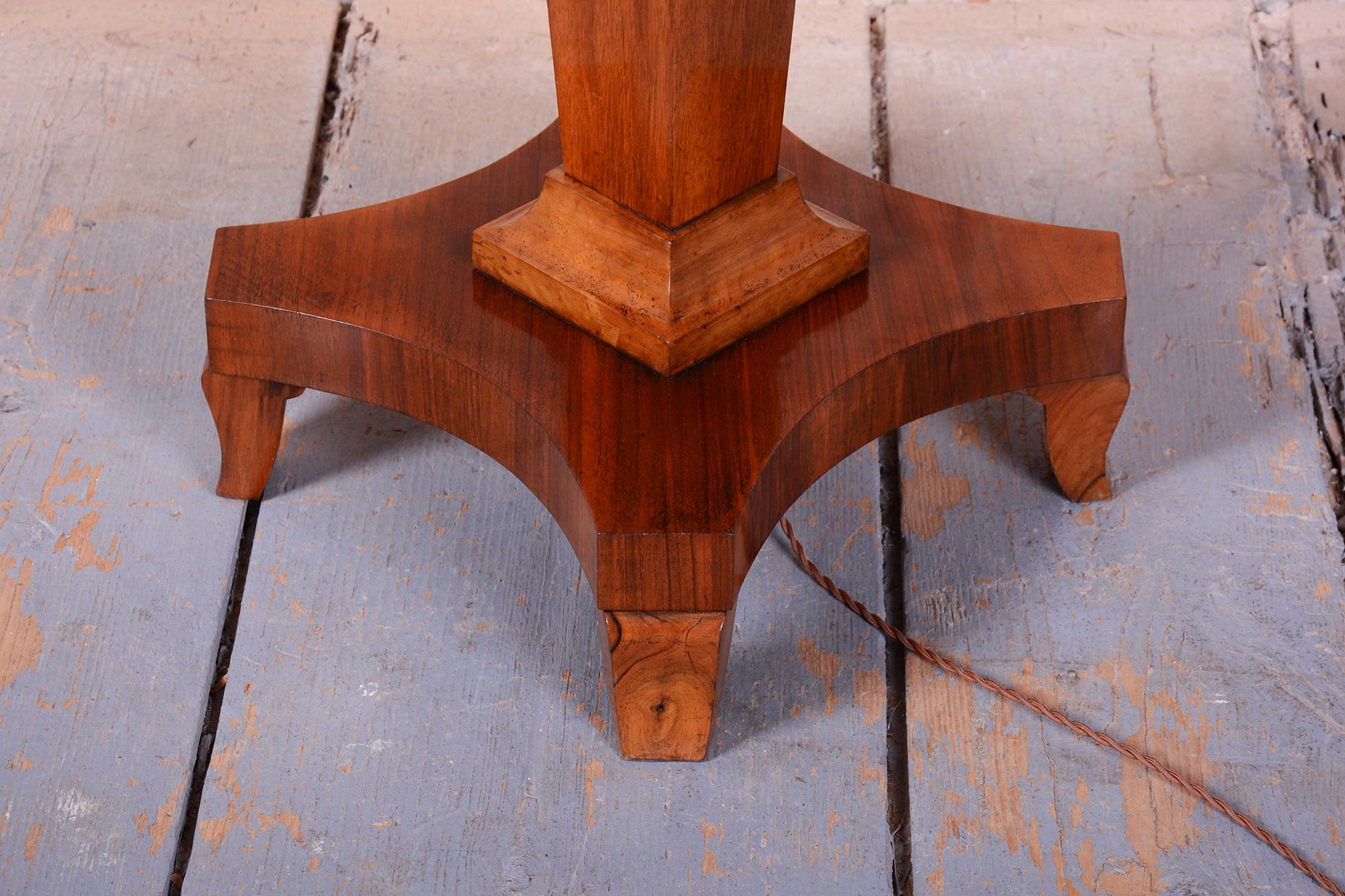 Restored Art Deco Floor Lamp, Walnut, New Electrification, Czech, 1920s For Sale 1