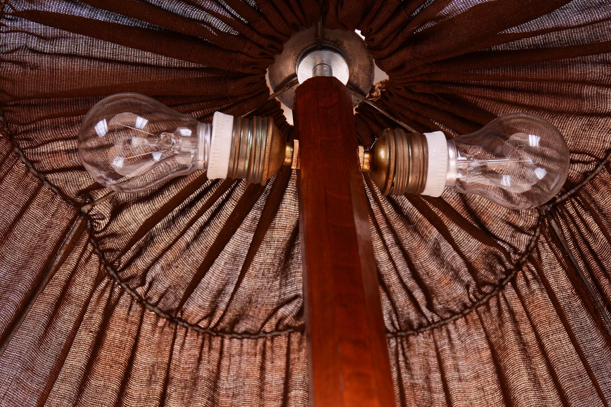 Restored Art Deco Floor Lamp, Walnut, New Electrification, Czech, 1920s For Sale 2