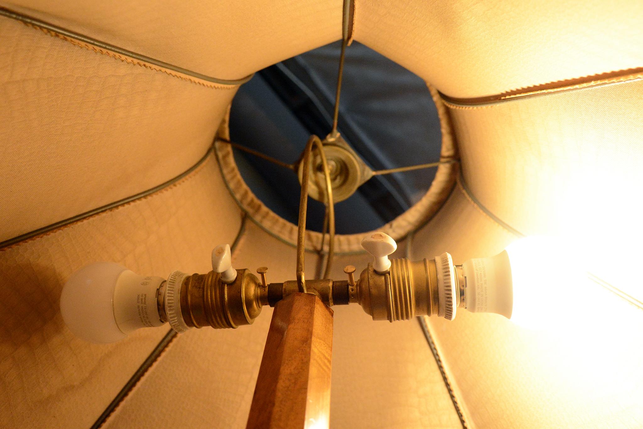 Restored Art Deco Floor Lamp, Walnut, New Electrification, Czech, 1920s For Sale 4