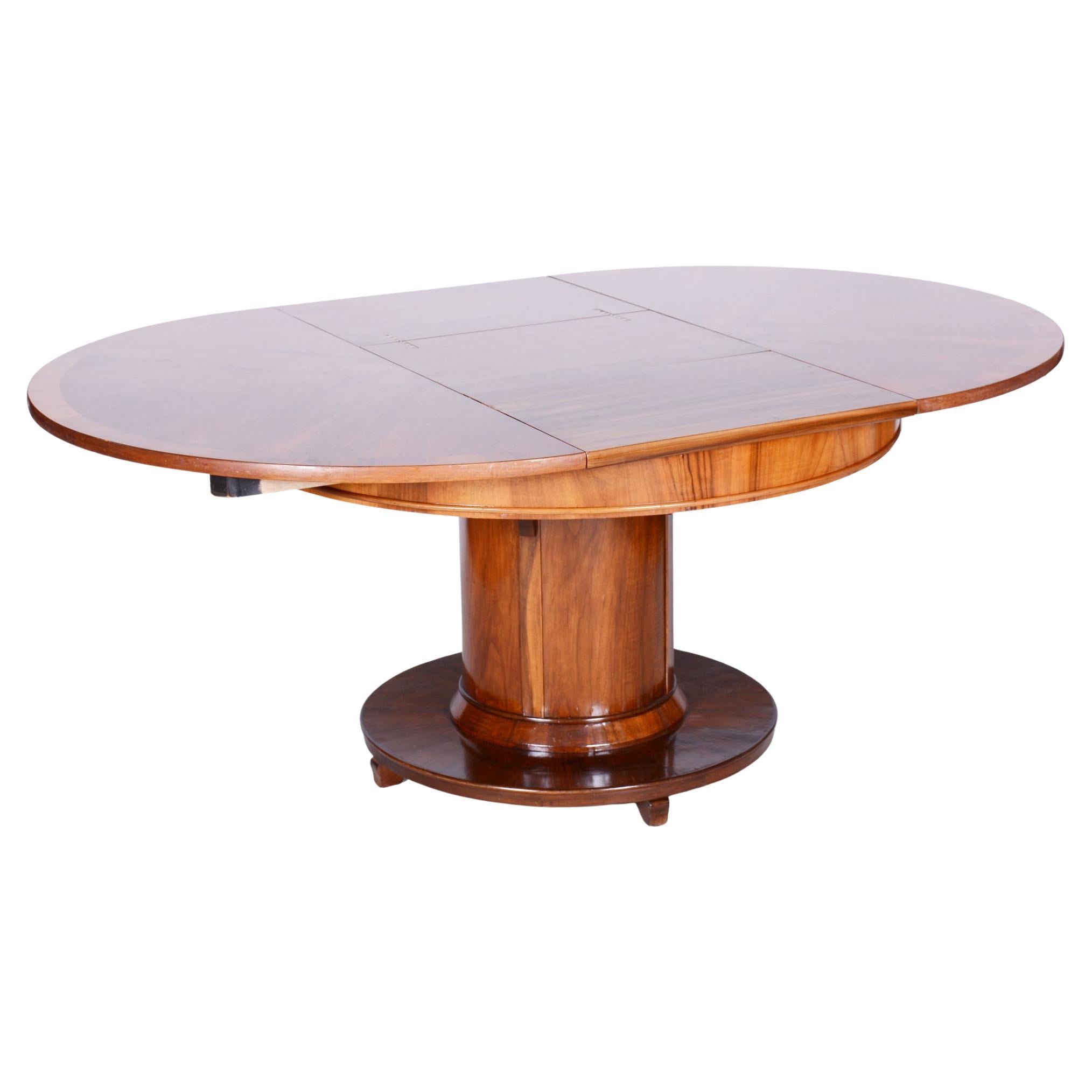 Restored Art Deco Folding Dining Table, Walnut, Spruce, Czech, 1920s For Sale