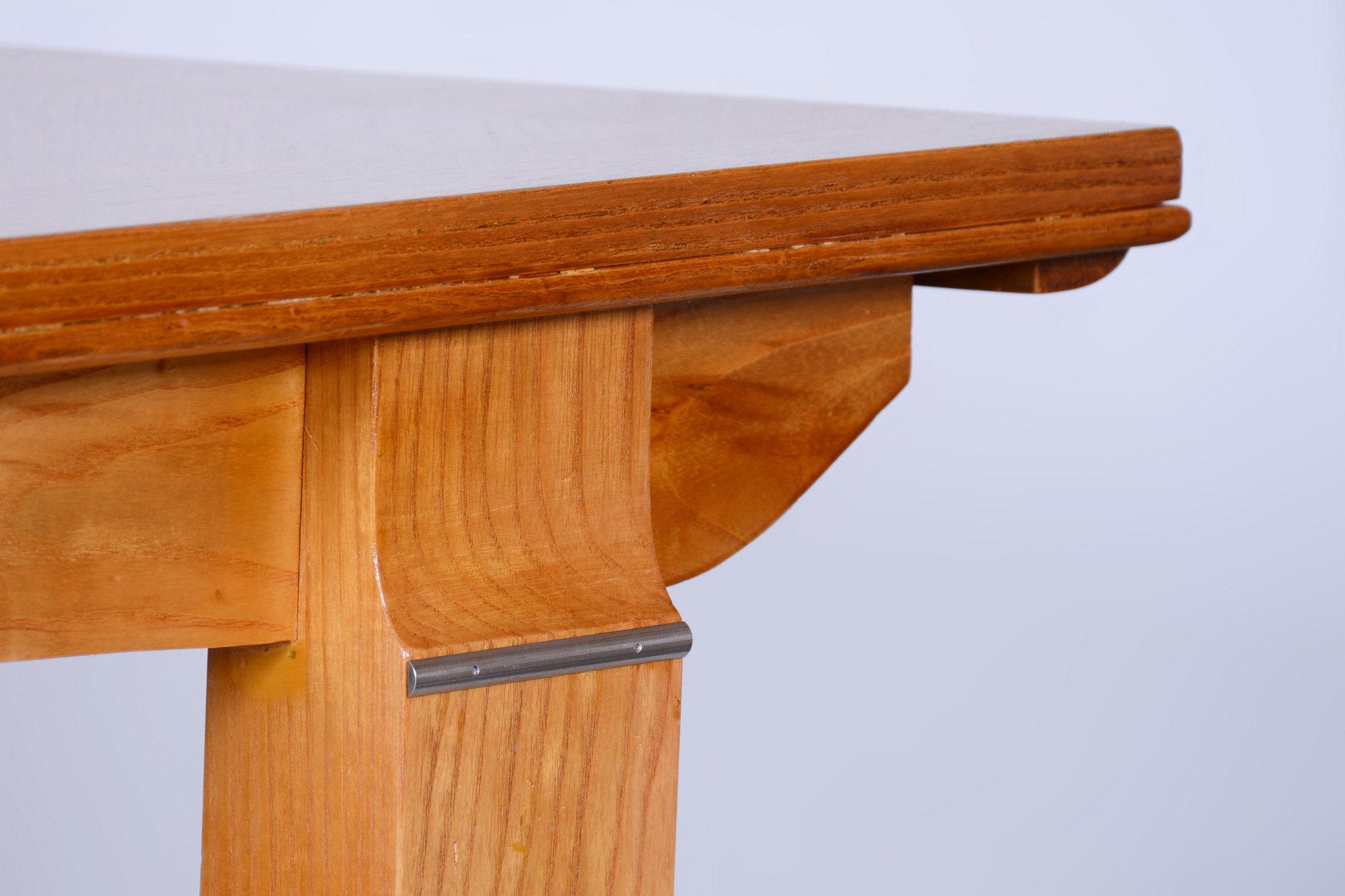 Restored Art Deco Folding Table, by J. Leleu, Oak, Spruce, France, 1920s For Sale 5
