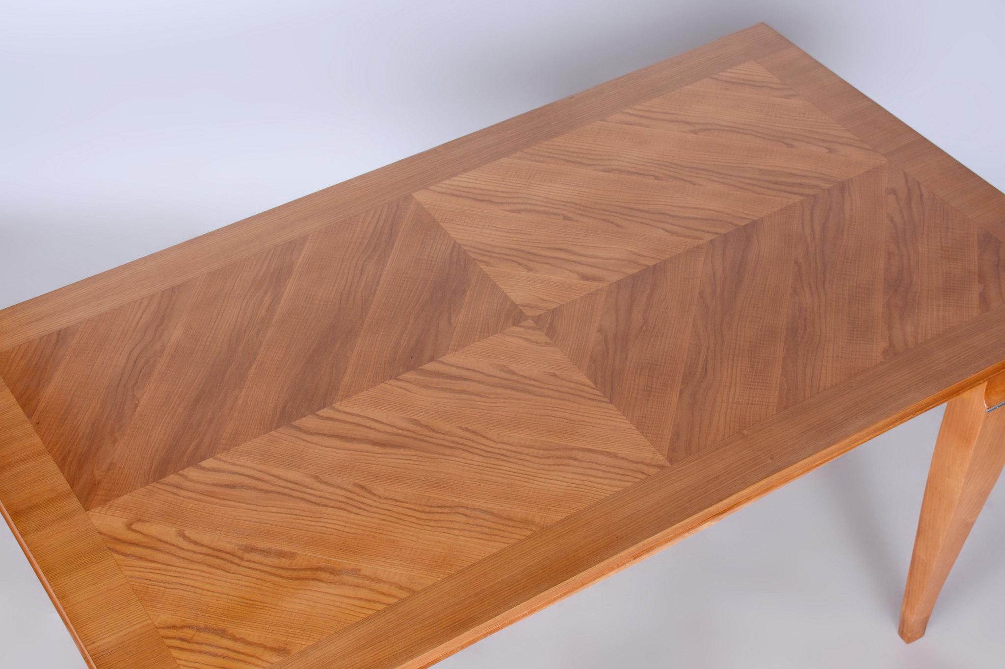 Restored Art Deco Folding Table, by J. Leleu, Oak, Spruce, France, 1920s For Sale 6