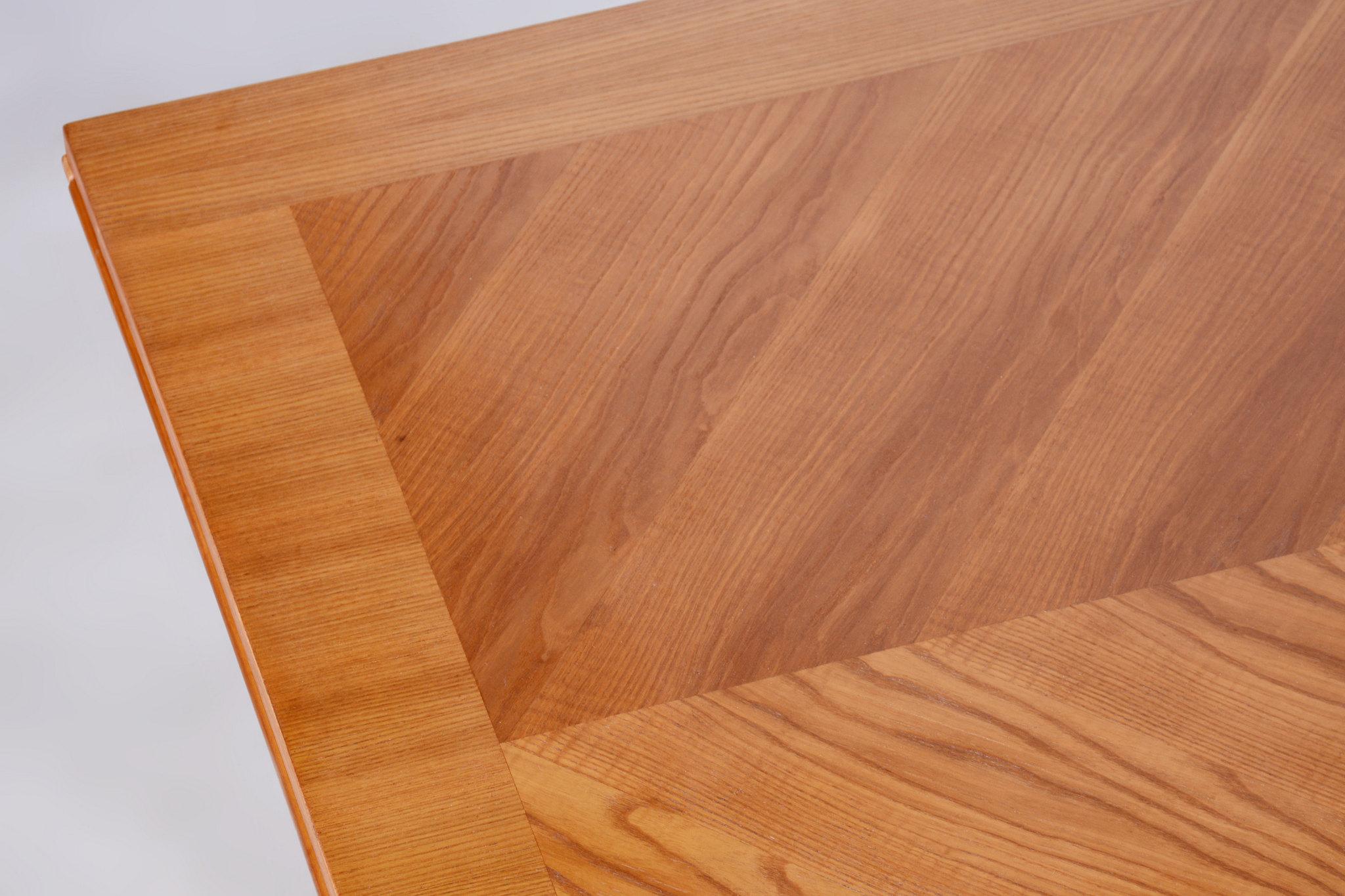 Restored Art Deco Folding Table, by J. Leleu, Oak, Spruce, France, 1920s For Sale 7