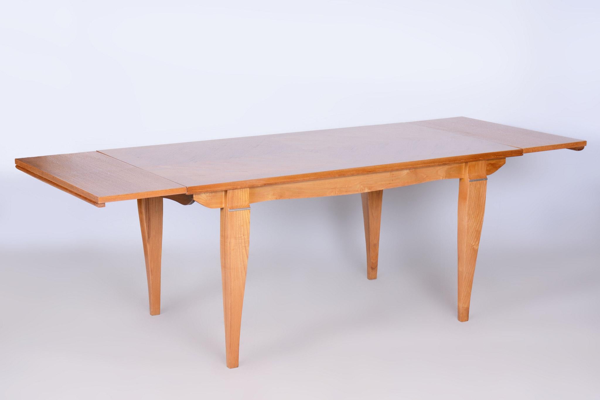 Restored Art Deco Folding Table, by J. Leleu, Oak, Spruce, France, 1920s For Sale 9