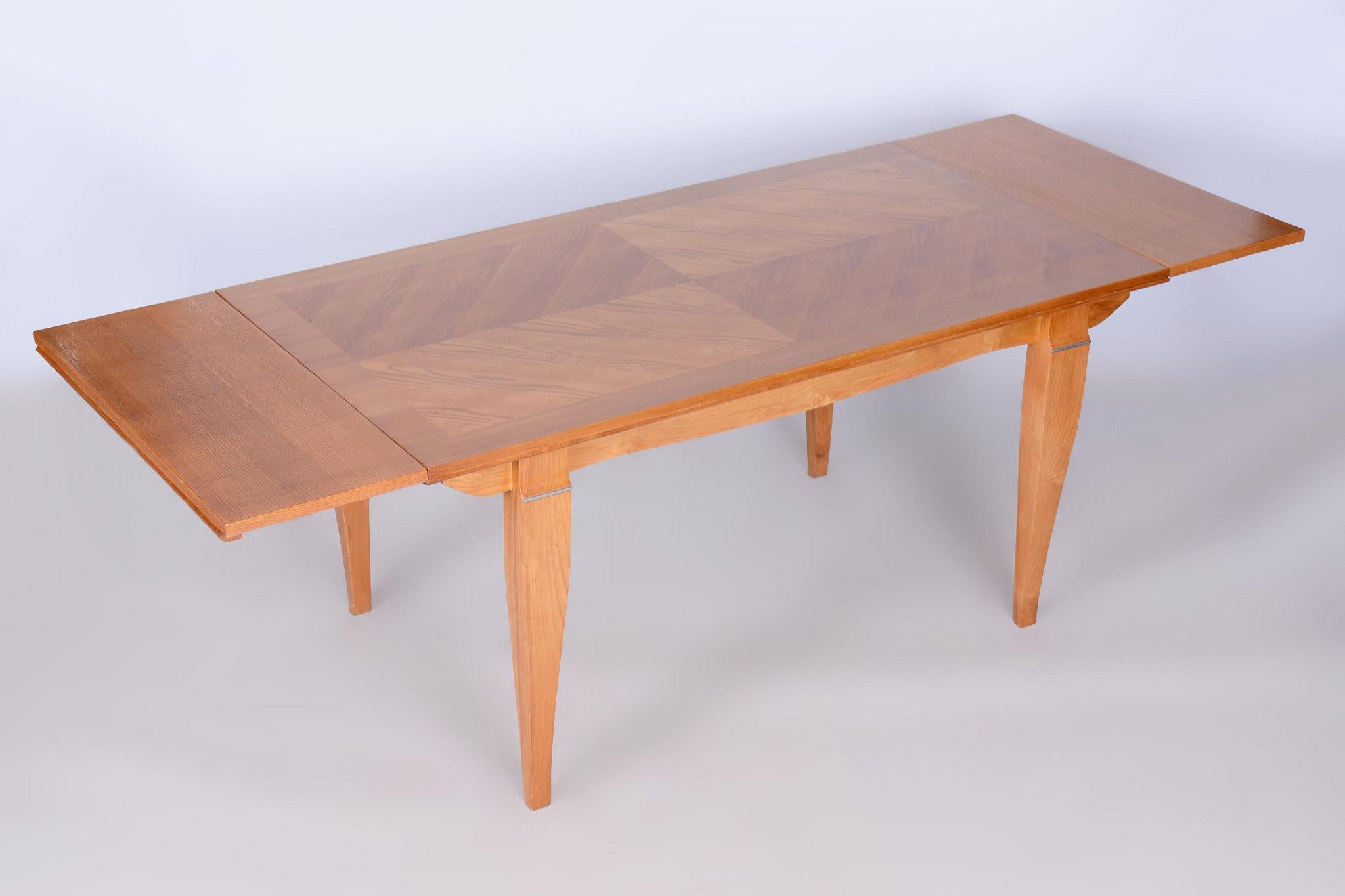 Restored Art Deco Folding Table, by J. Leleu, Oak, Spruce, France, 1920s For Sale 10