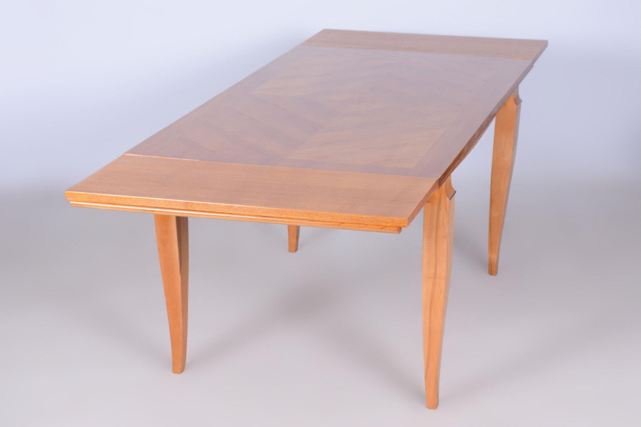 Restored Art Deco Folding Table, by J. Leleu, Oak, Spruce, France, 1920s For Sale 11