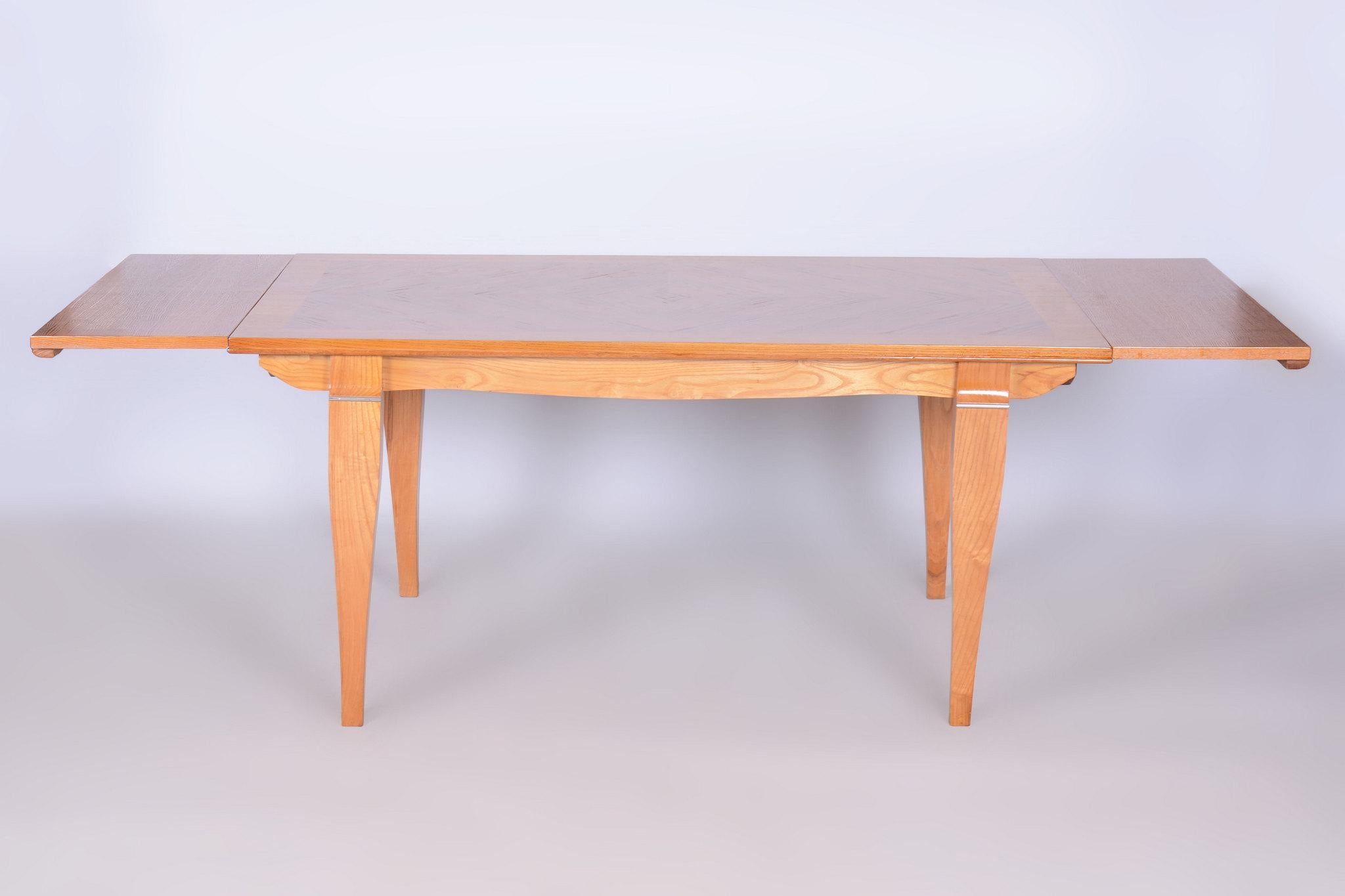 Restored Art Deco Folding Table, by J. Leleu, Oak, Spruce, France, 1920s In Good Condition For Sale In Brandys nad Labem, Středočeský kraj