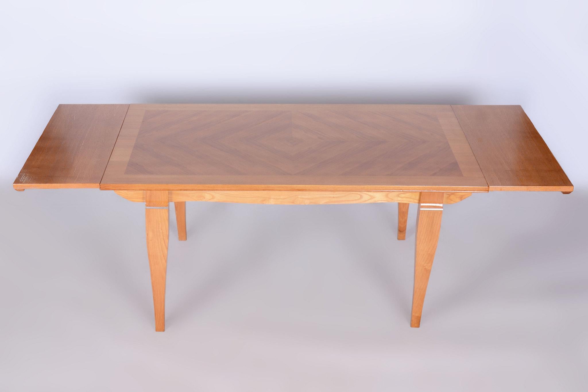 Early 20th Century Restored Art Deco Folding Table, by J. Leleu, Oak, Spruce, France, 1920s For Sale