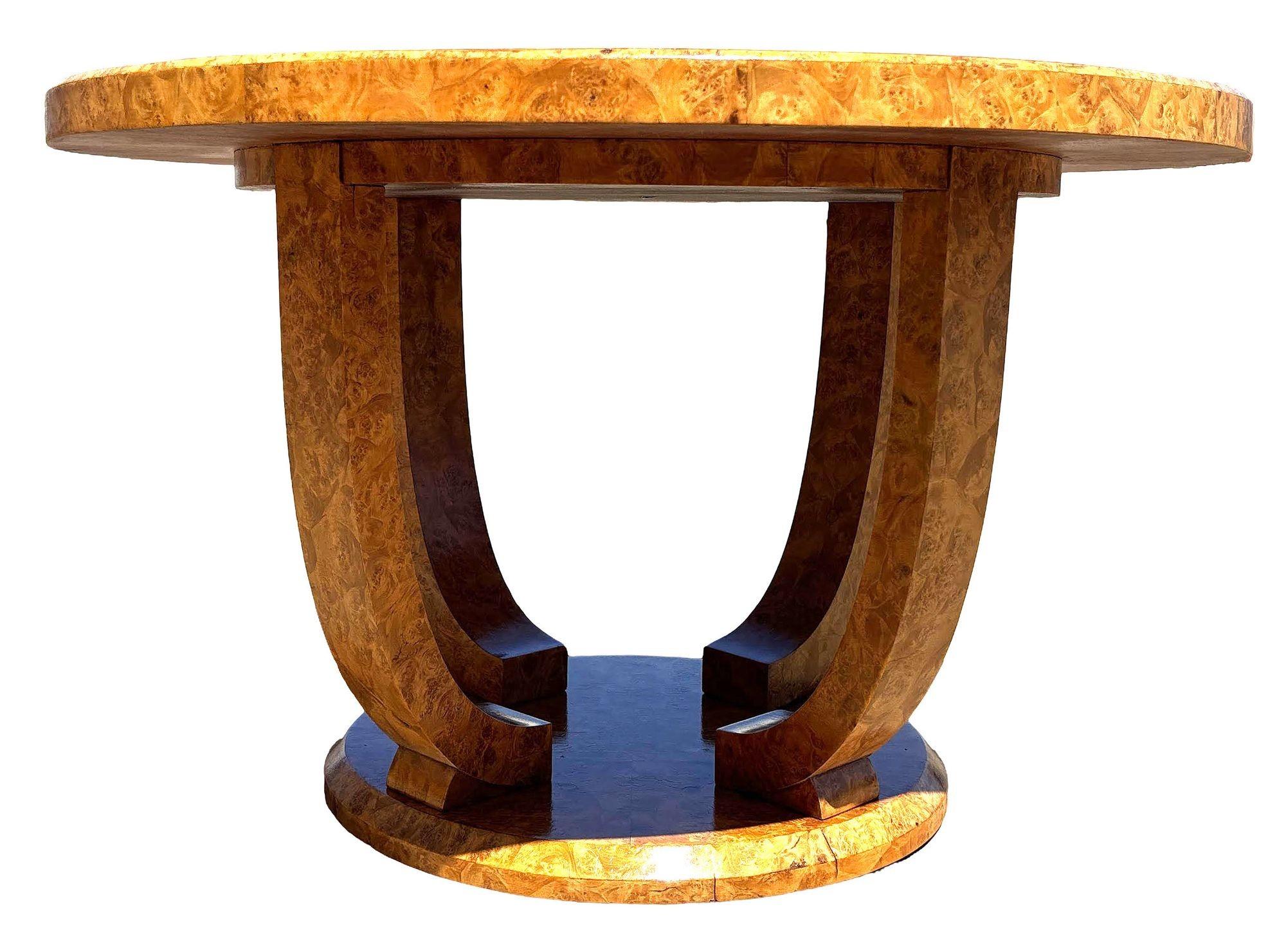Tavolo rotondo in legno di Oak Wood restaurato Art Deco Jules Leleu in vendita 2