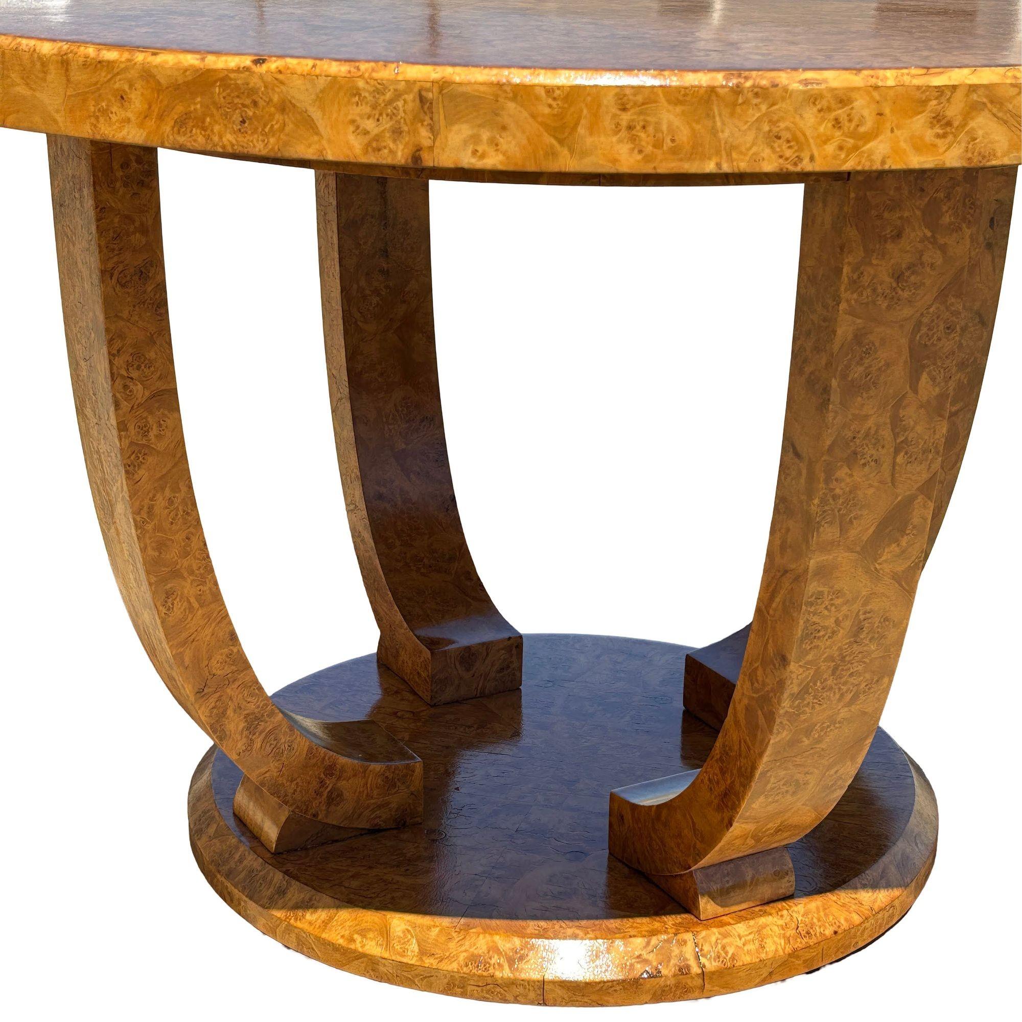 Tavolo rotondo in legno di Oak Wood restaurato Art Deco Jules Leleu in vendita 3