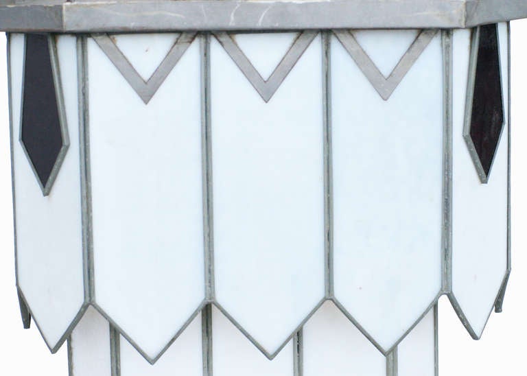 American Restored Art Deco Leaded Glass Chandelier