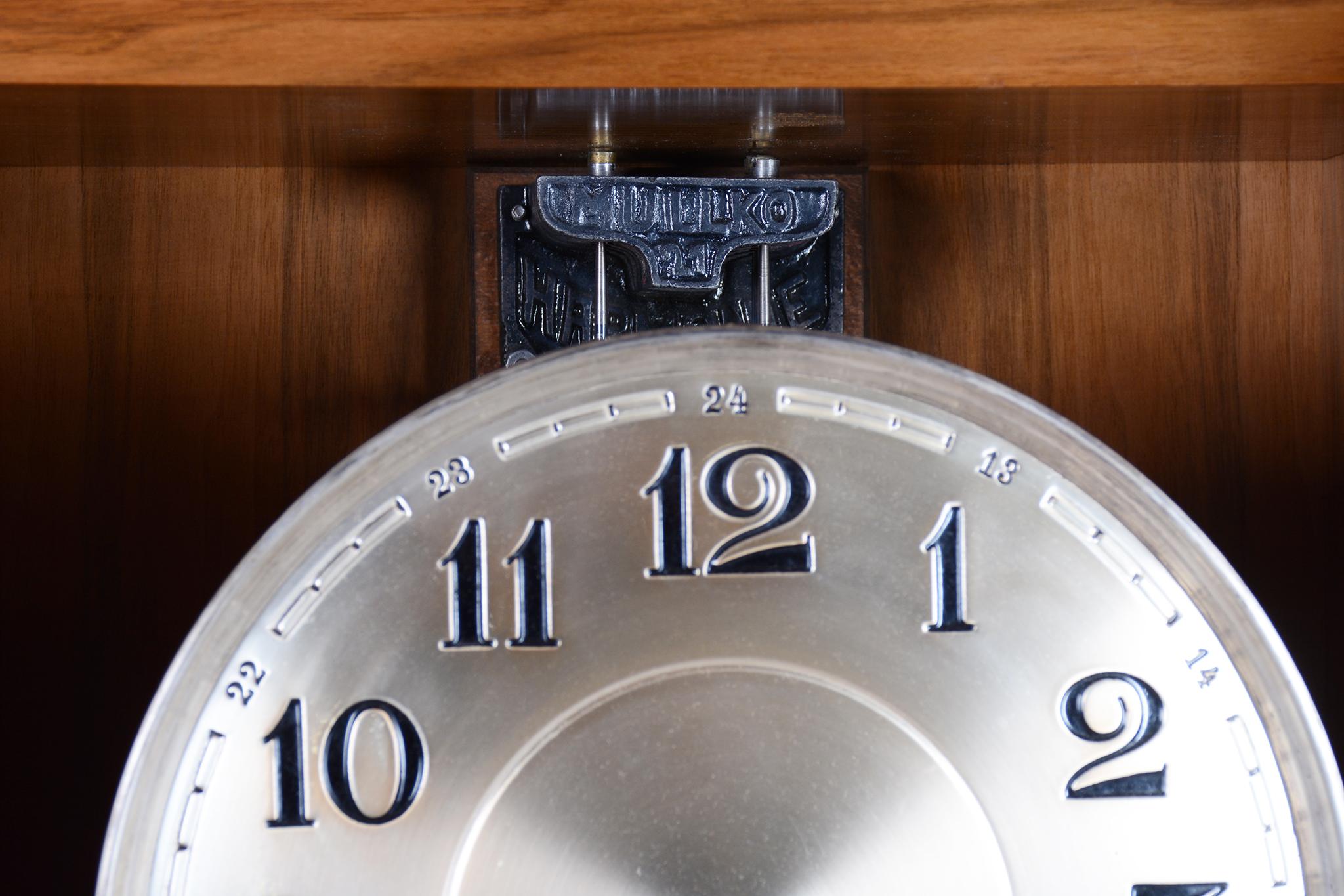 Restored Art Deco Longcase Clock, Walnut, Spruce, Polish, Czech, 1920s For Sale 5