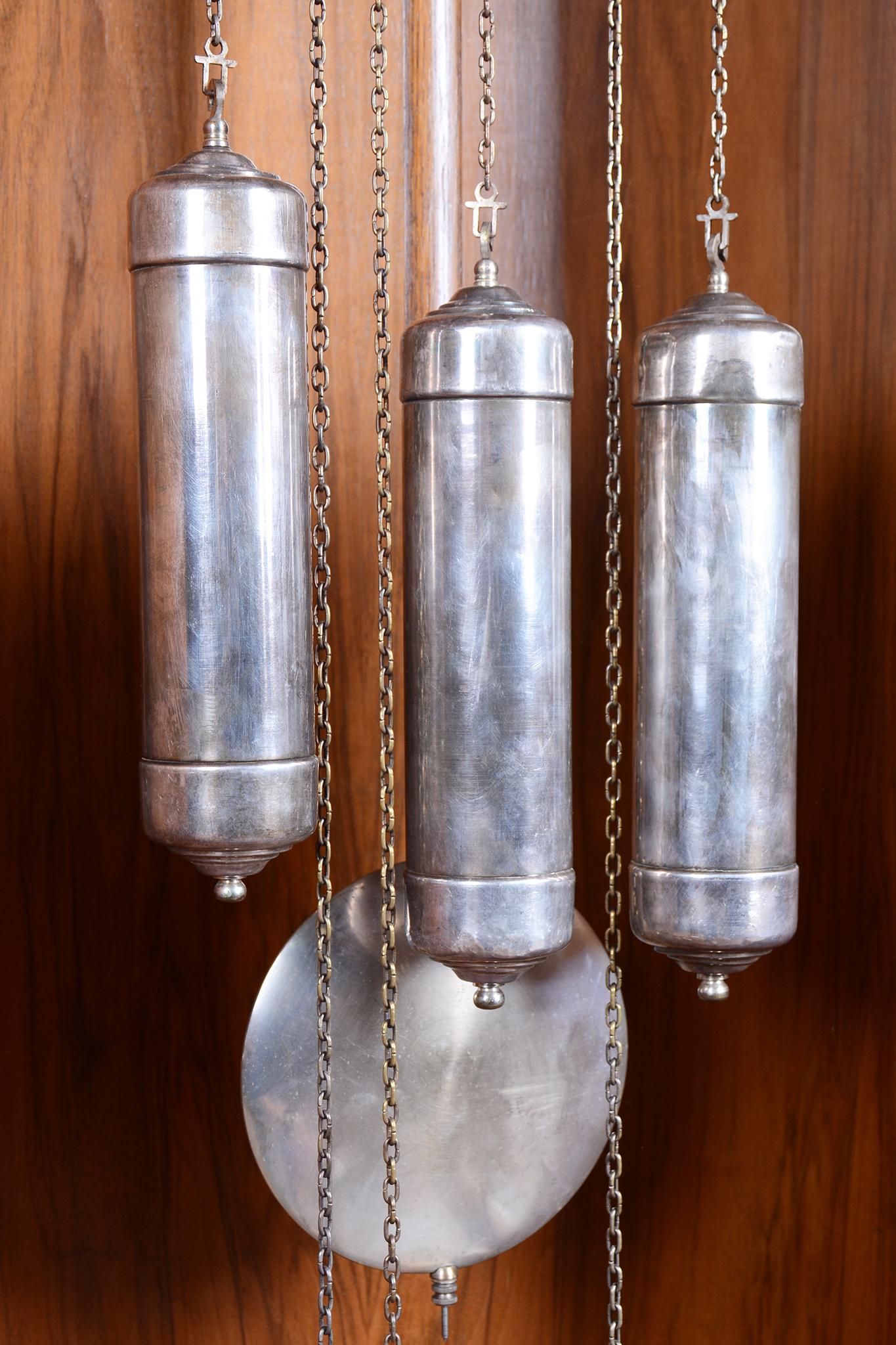 Restored Art Deco Longcase Clock, Walnut, Spruce, Polish, Czech, 1920s For Sale 8