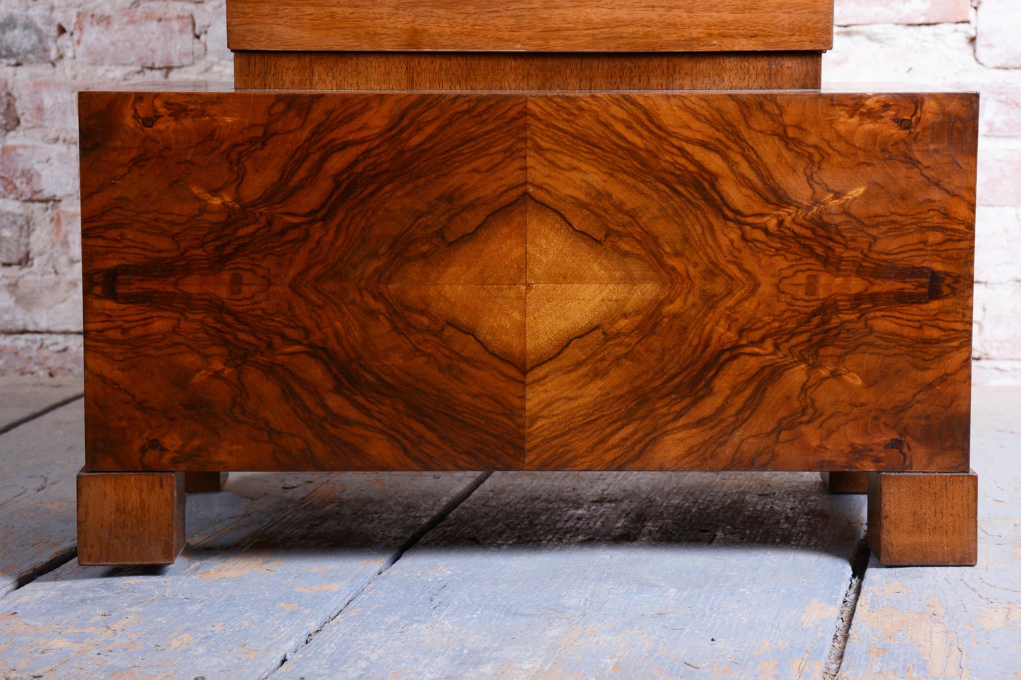 20th Century Restored Art Deco Longcase Clock, Walnut, Spruce, Polish, Czech, 1920s For Sale