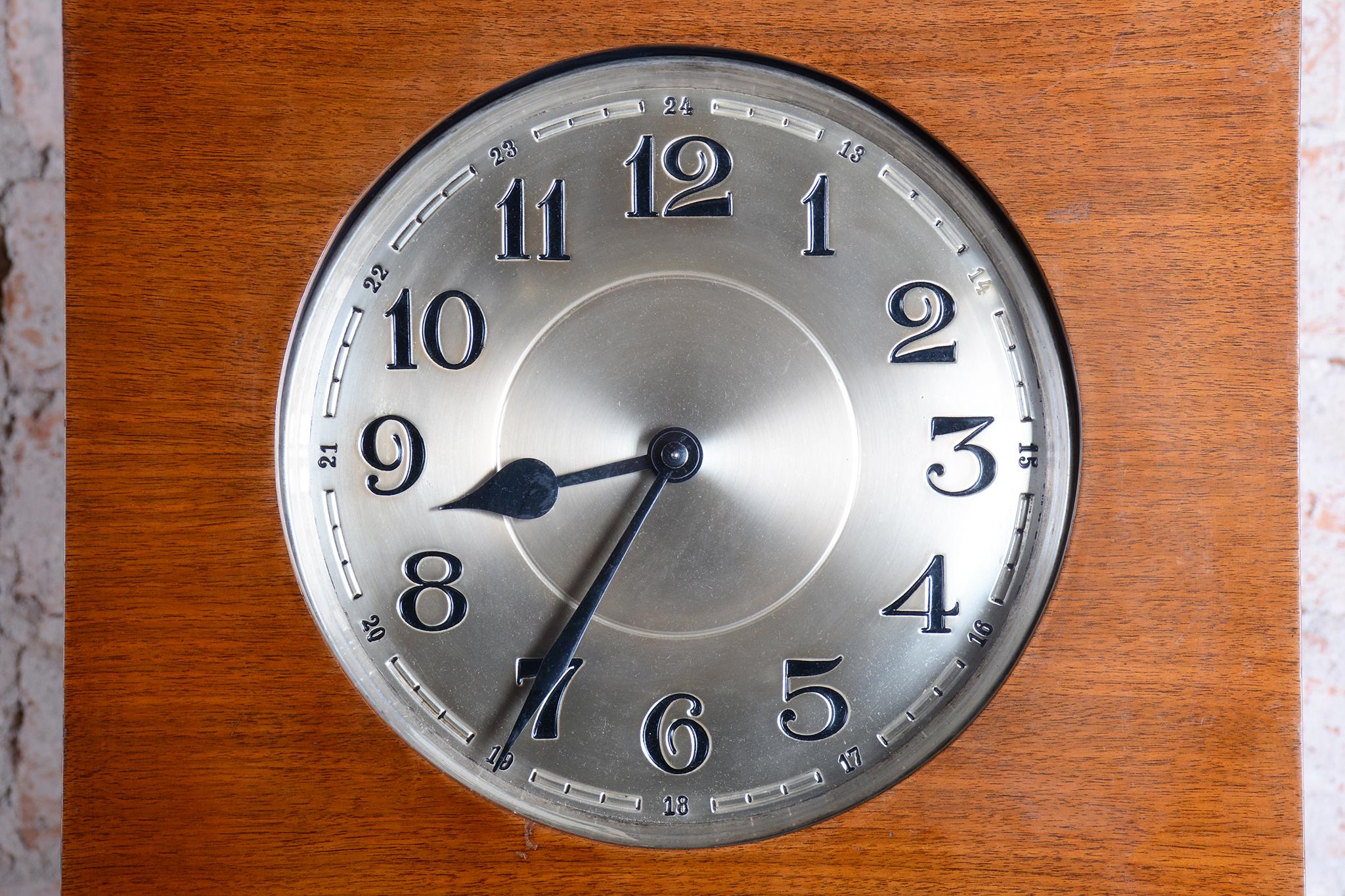 Wood Restored Art Deco Longcase Clock, Walnut, Spruce, Polish, Czech, 1920s For Sale