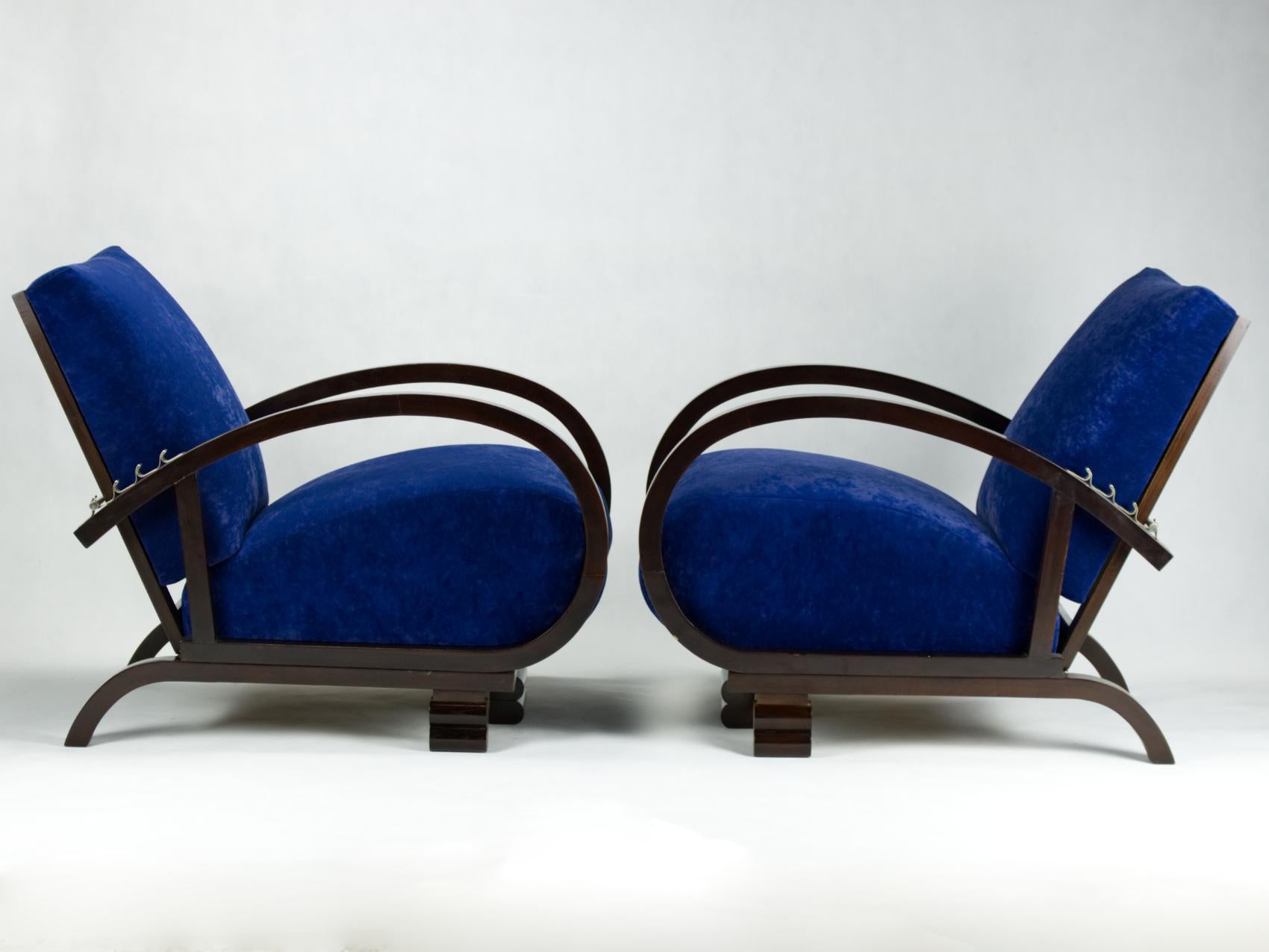 Restored Blue Art Deco Lounge Chairs, 1930s In Good Condition In Lucenec, SK