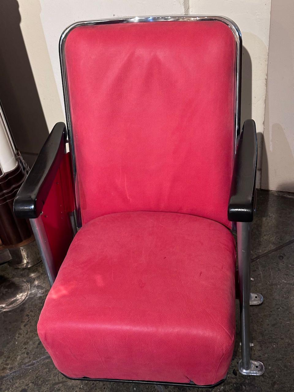 American Restored Art Deco Movie Theater Seats Pair For Sale
