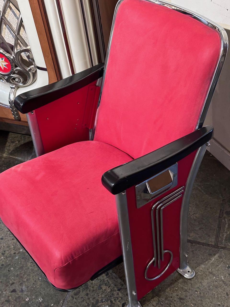 Mid-20th Century Restored Art Deco Movie Theater Seats Pair For Sale