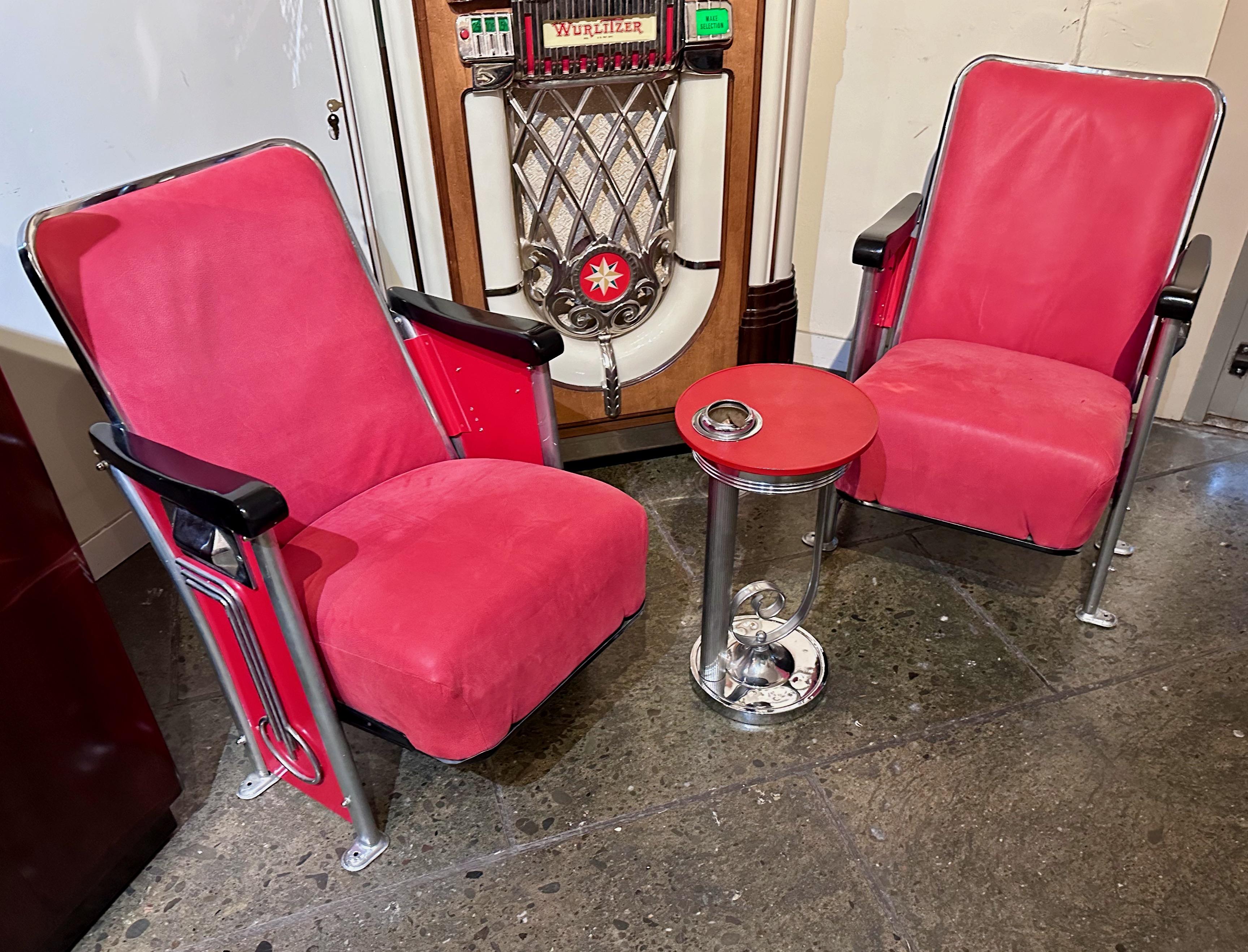 Restored Art Deco Movie Theater Seats Pair For Sale 4