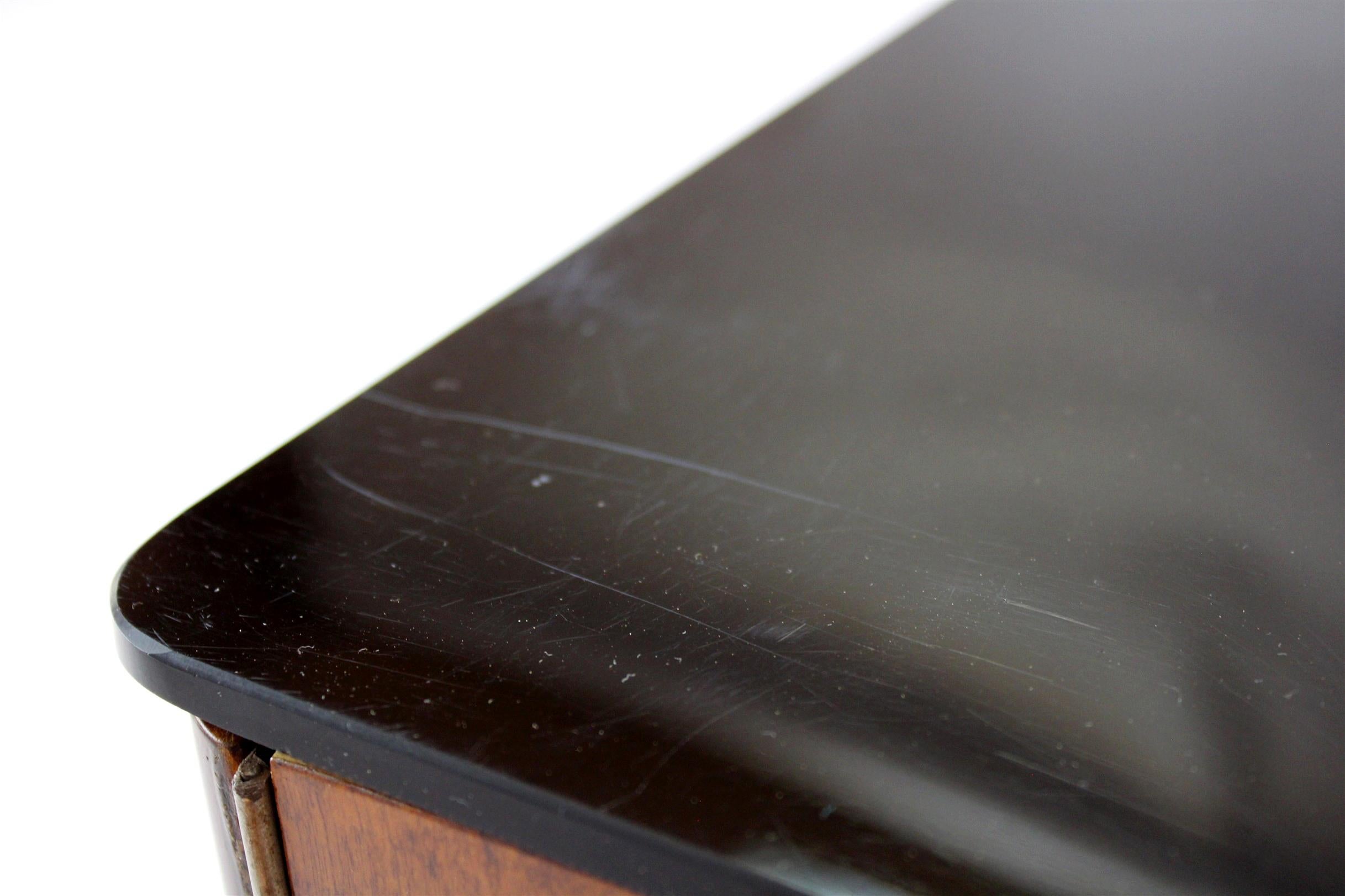 Restored Art Deco Nightstands with Black Glass Tops, 1950s, Set of 2 10