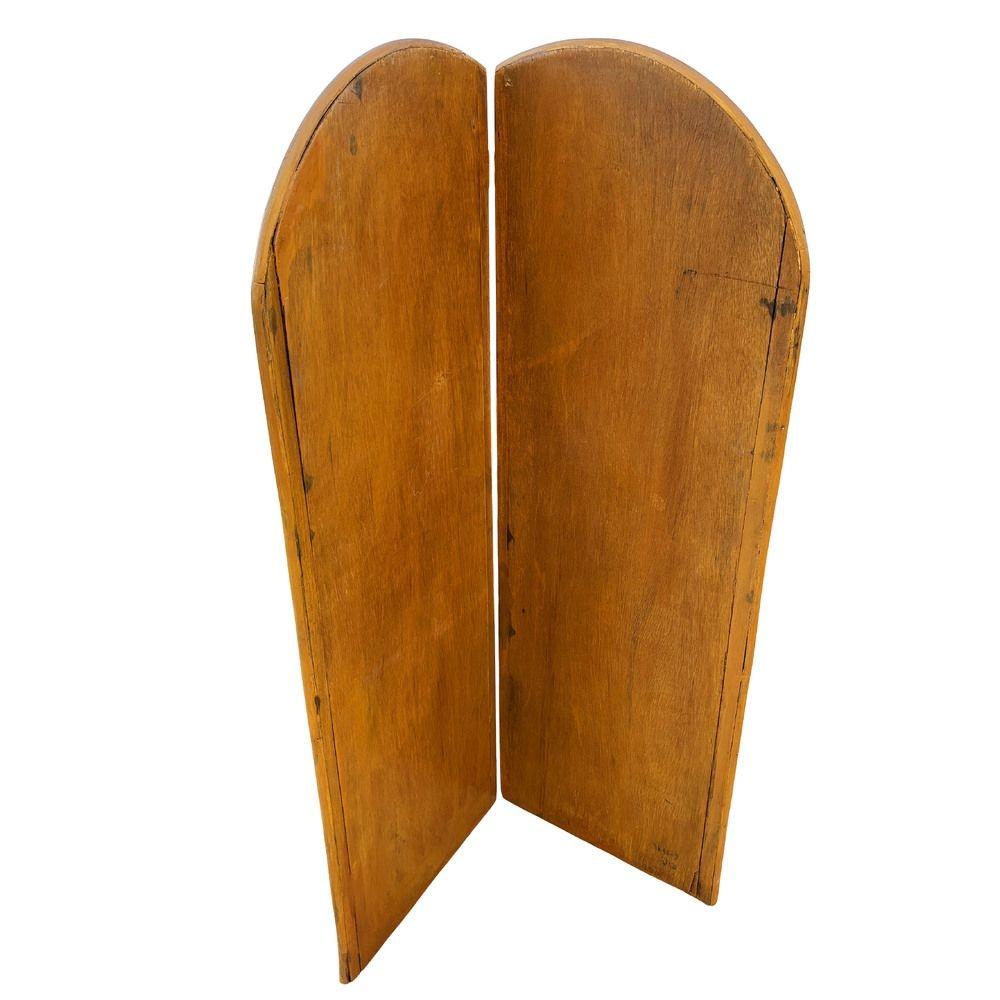 Pantalla plegable con espejo de ratán de diseño Art Decó restaurado con forma de hoja de palmera Espejo en venta