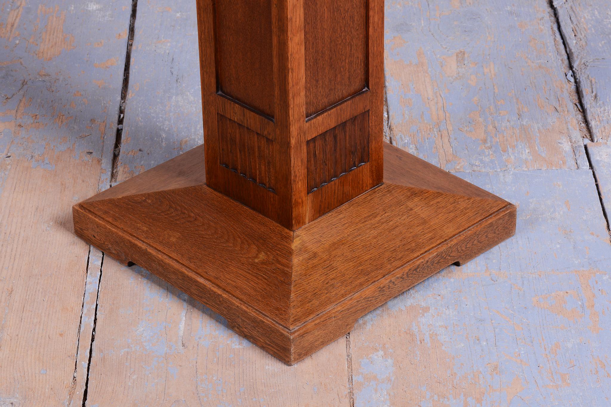 Restored Art Deco Pedestal, Oak, Revived Polish, Austria, 1910s For Sale 1