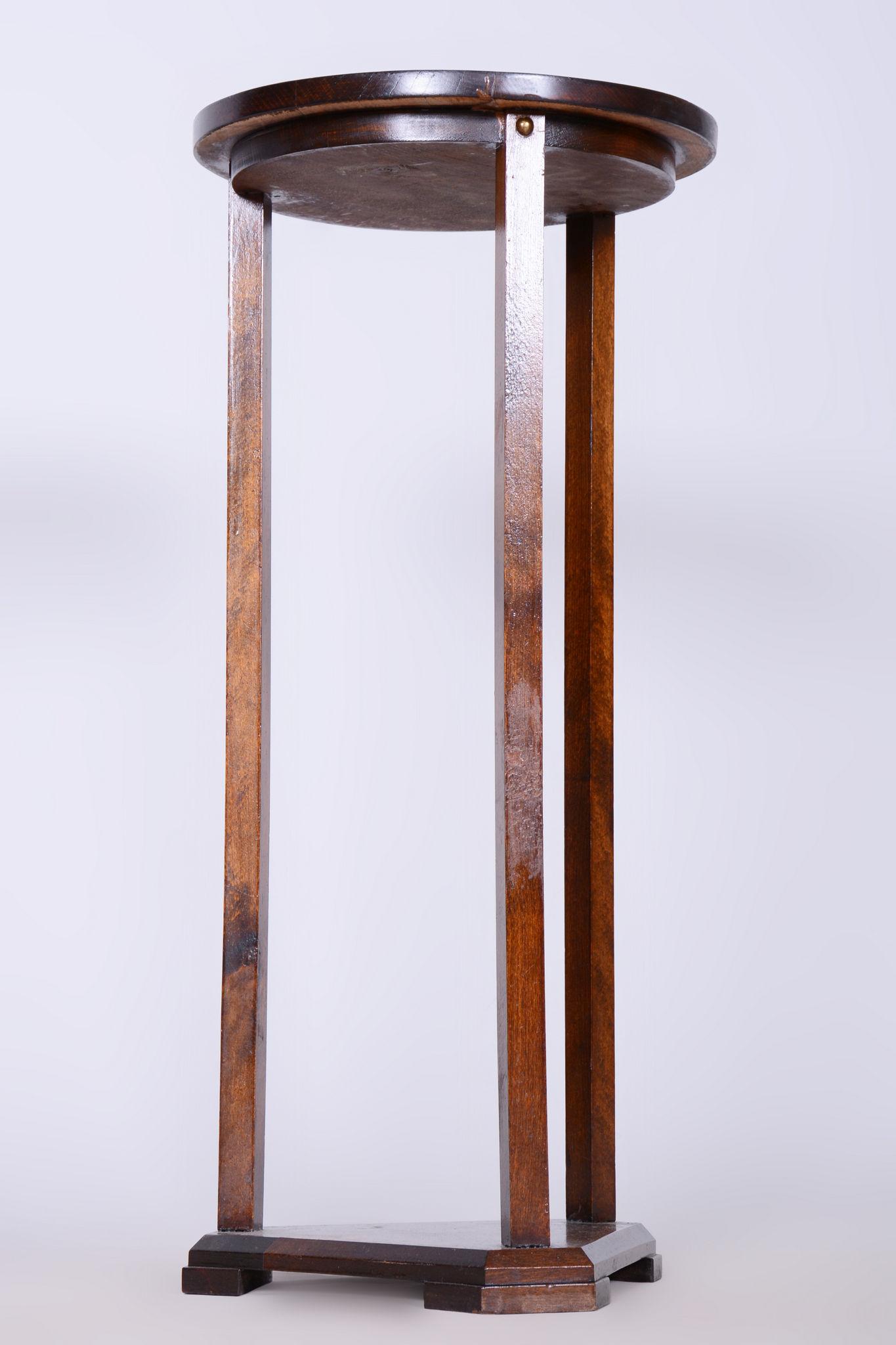 Restored Art Deco Pedestal, Oak, Revived Polish, Czech, 1920s For Sale 3
