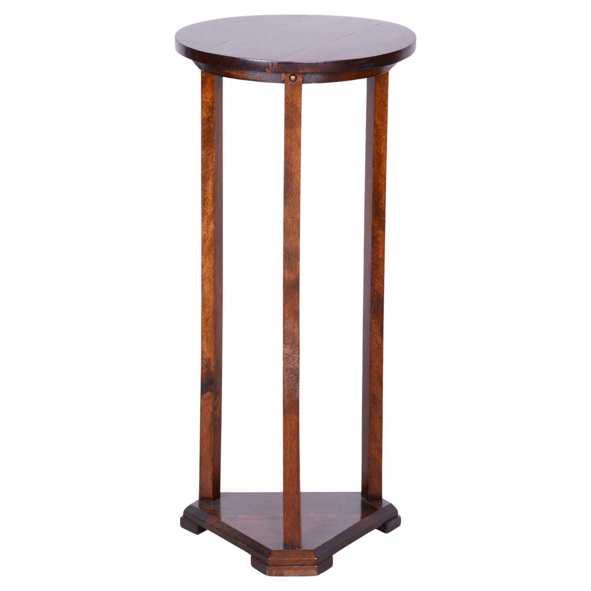 Restored Art Deco Pedestal, Oak, Revived Polish, Czech, 1920s