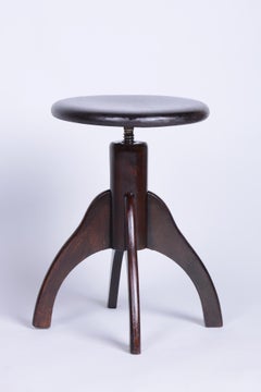 Restored Art Deco Piano Stool, Beech, Iron, Revived Polish, Czech, 1940s