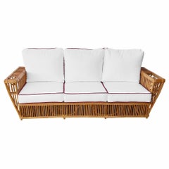 Restored Art Deco Presidents Nantucket Stick Reed Rattan Nantucket 3-Seat Sofa