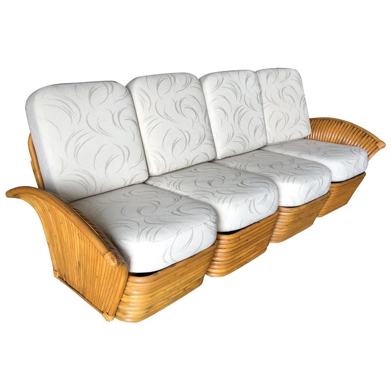 Restored Art Deco Rattan Fan Arm FourSeat Sofa at 1stDibs sofa fan