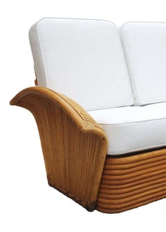 Restored Art Deco Rattan Fan Arm Three-Seat Sofa, Rare