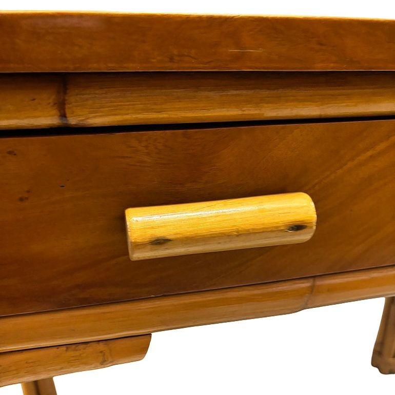 Restored Art Deco Rattan & Mahogany Secretary Writing Desk For Sale 2