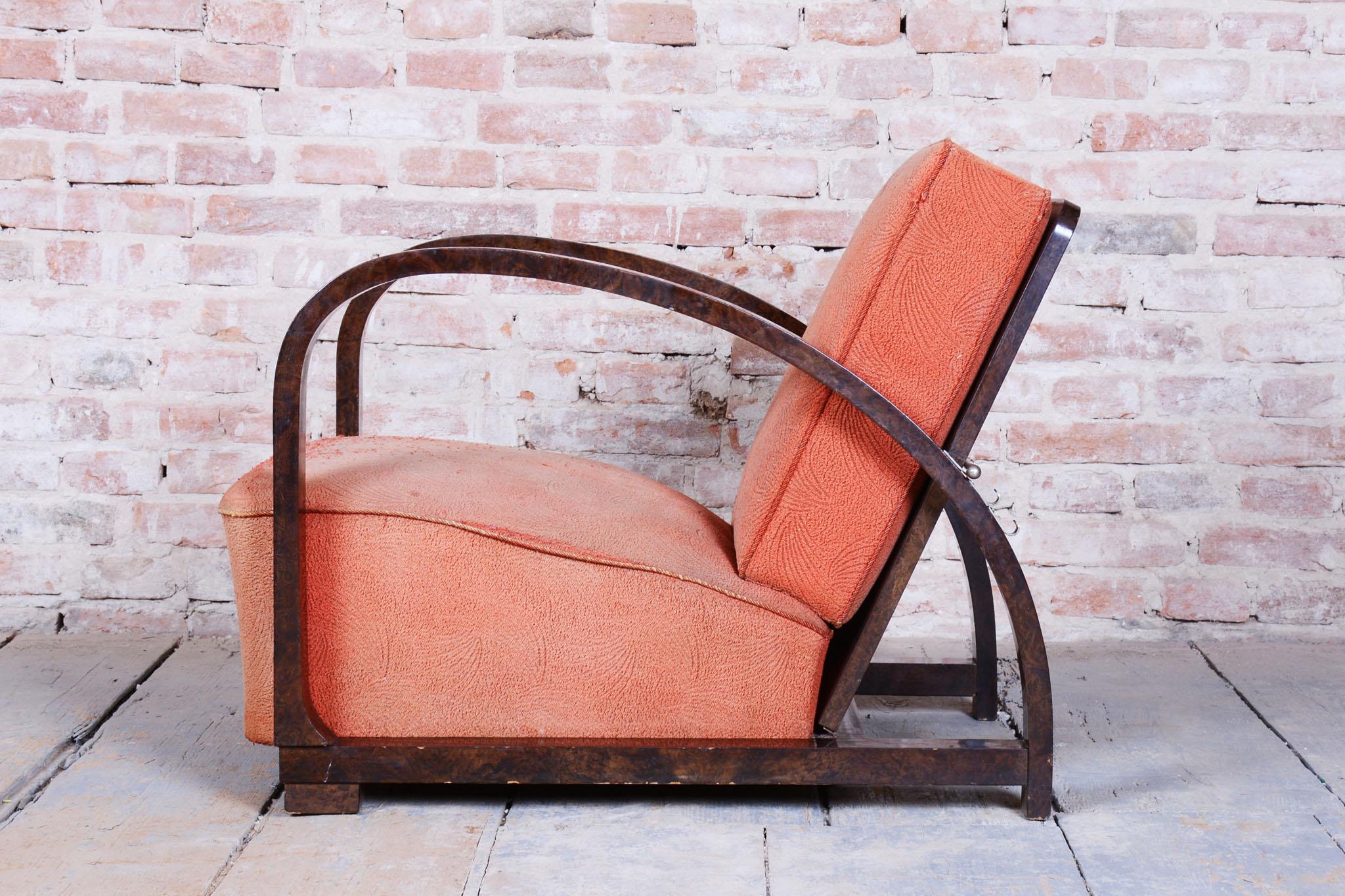 Restaurierter Art-Déco-Liegesessel, von J. Halabala, UP Závody, Tschechien. 1920s (Art déco) im Angebot