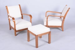 Ensemble de sièges Art déco restauré, par Krásná Jizba, Oak, retapissé, tchèque, années 1930